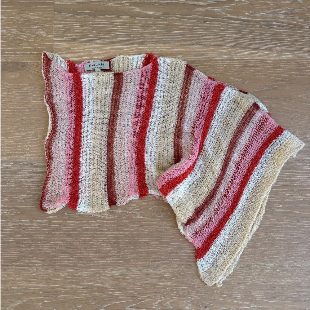 Indah Shawl Stripes Gia One Size Red Pink Cream
